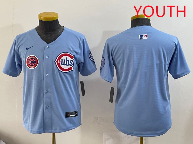 Youth Chicago Cubs Blank Light Blue Throwback 2025 Nike MLB Jersey style 5->youth mlb jersey->Youth Jersey